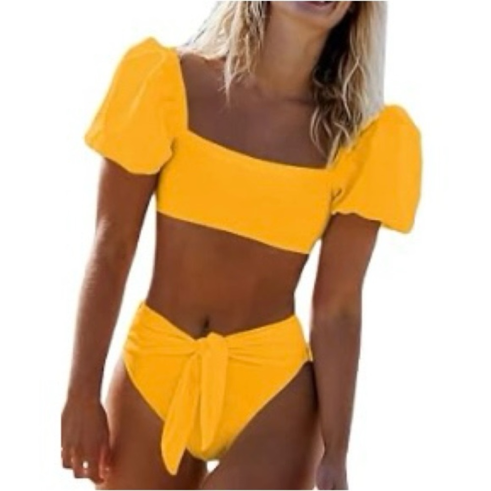 Yellow High Waist Bathing Suit